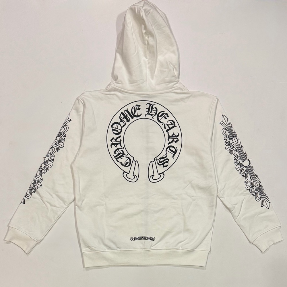 White Chrome Hearts Zip Up Hoodie Size Meduim - Picture 2 of 7